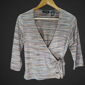 Vintage NY & Co wrapped long sleeve blouse shirt large y2k 00s